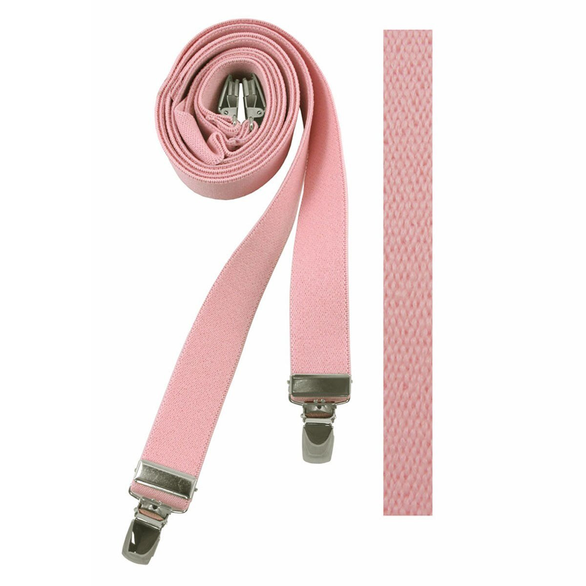Children's Junior's Solid Suspenders - X-Back - 36 inches Long - 1.0 inch Straps - Pre-Tied Clip-On - Pink