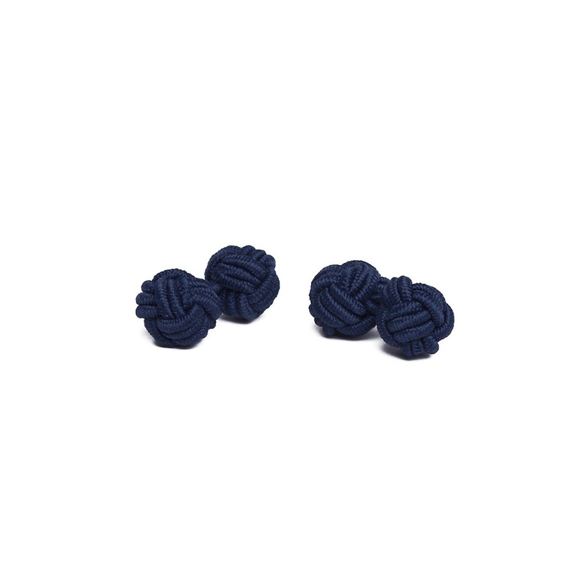 Pair of Solid Color Silk Knot Cufflinks - Navy Blue