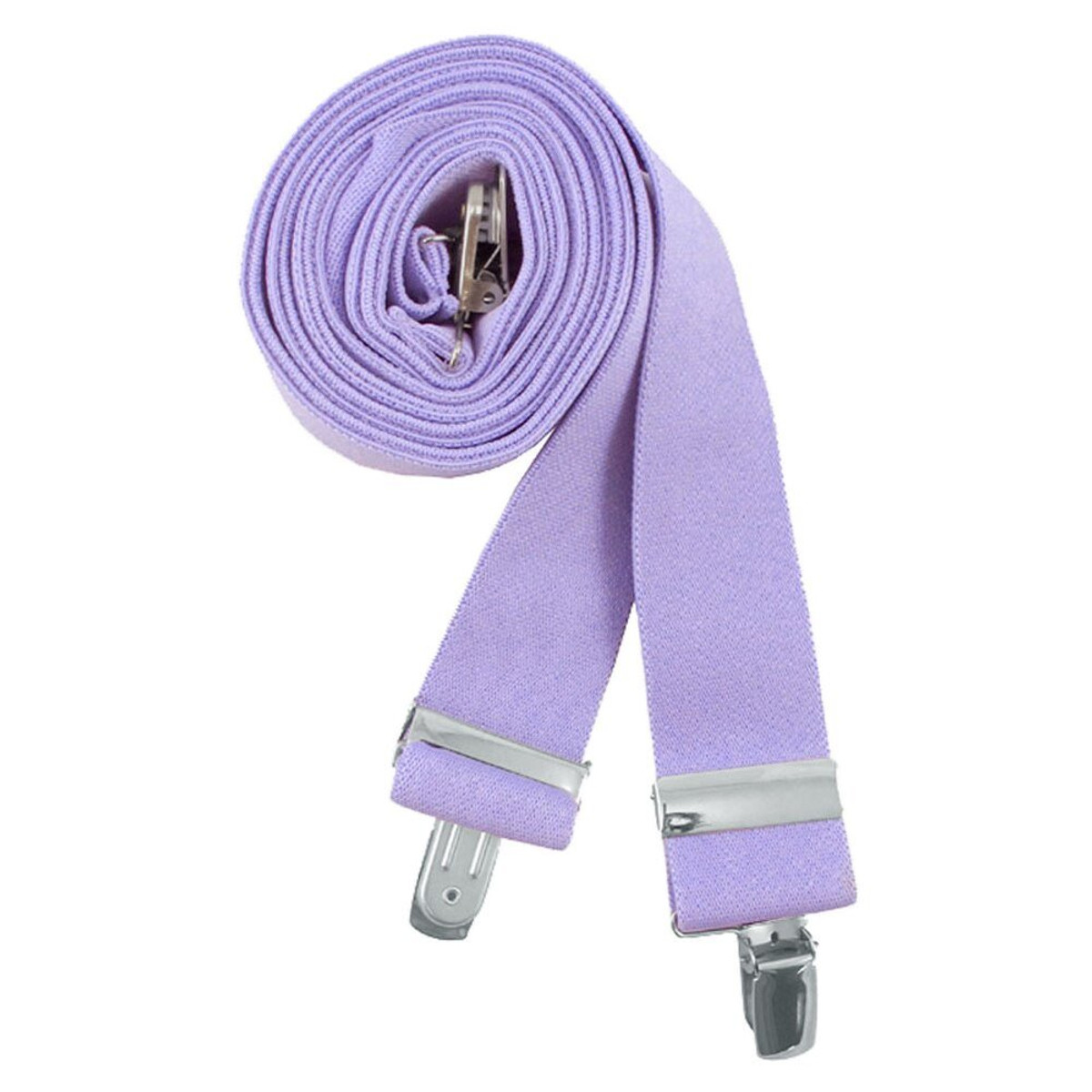Men's Solid Suspenders - X-Back - 48 inches Long - 1.5 inch Straps - Pre-Tied Clip-On - Lilac