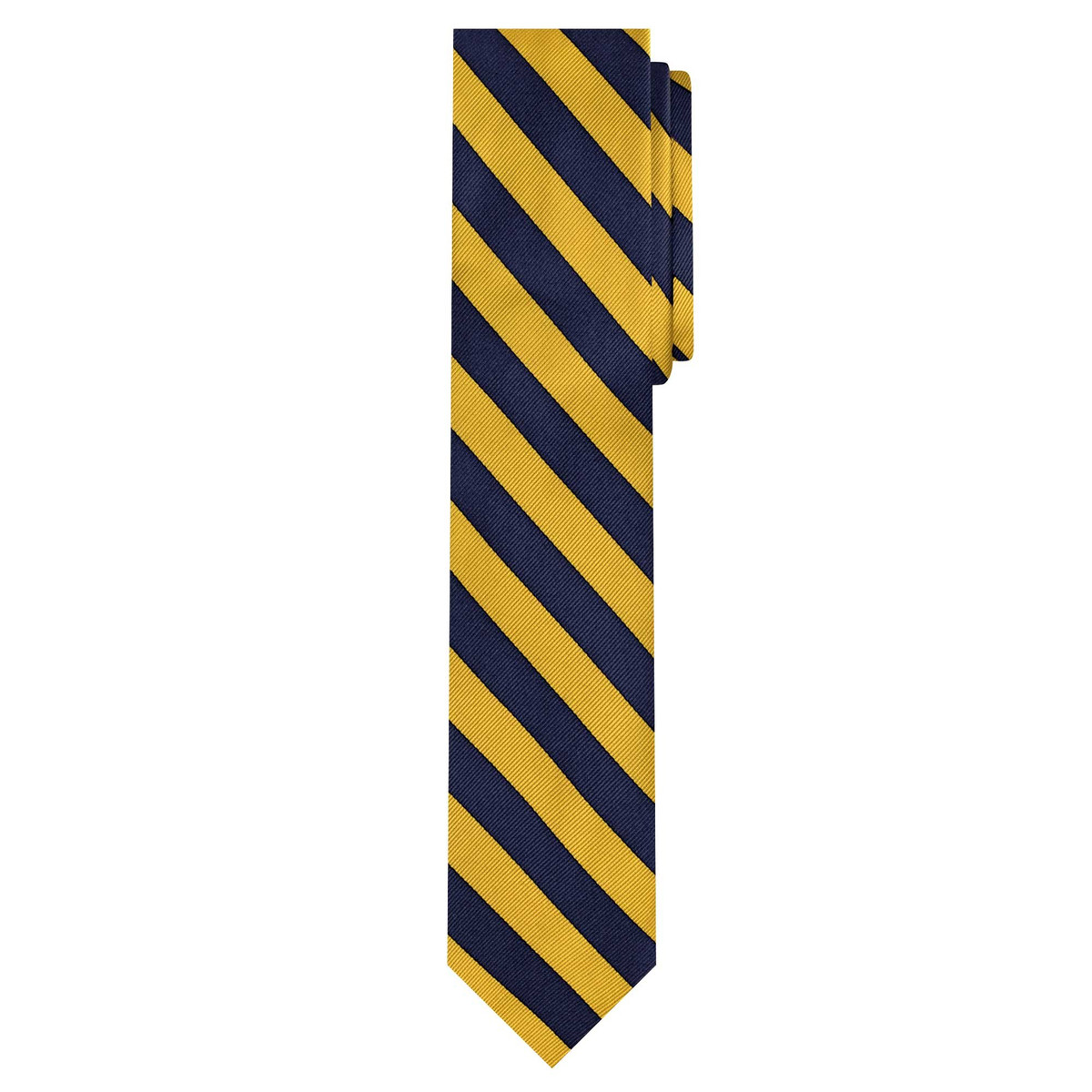 Woven Narrow-Striped Slim Tie - Gold Navy