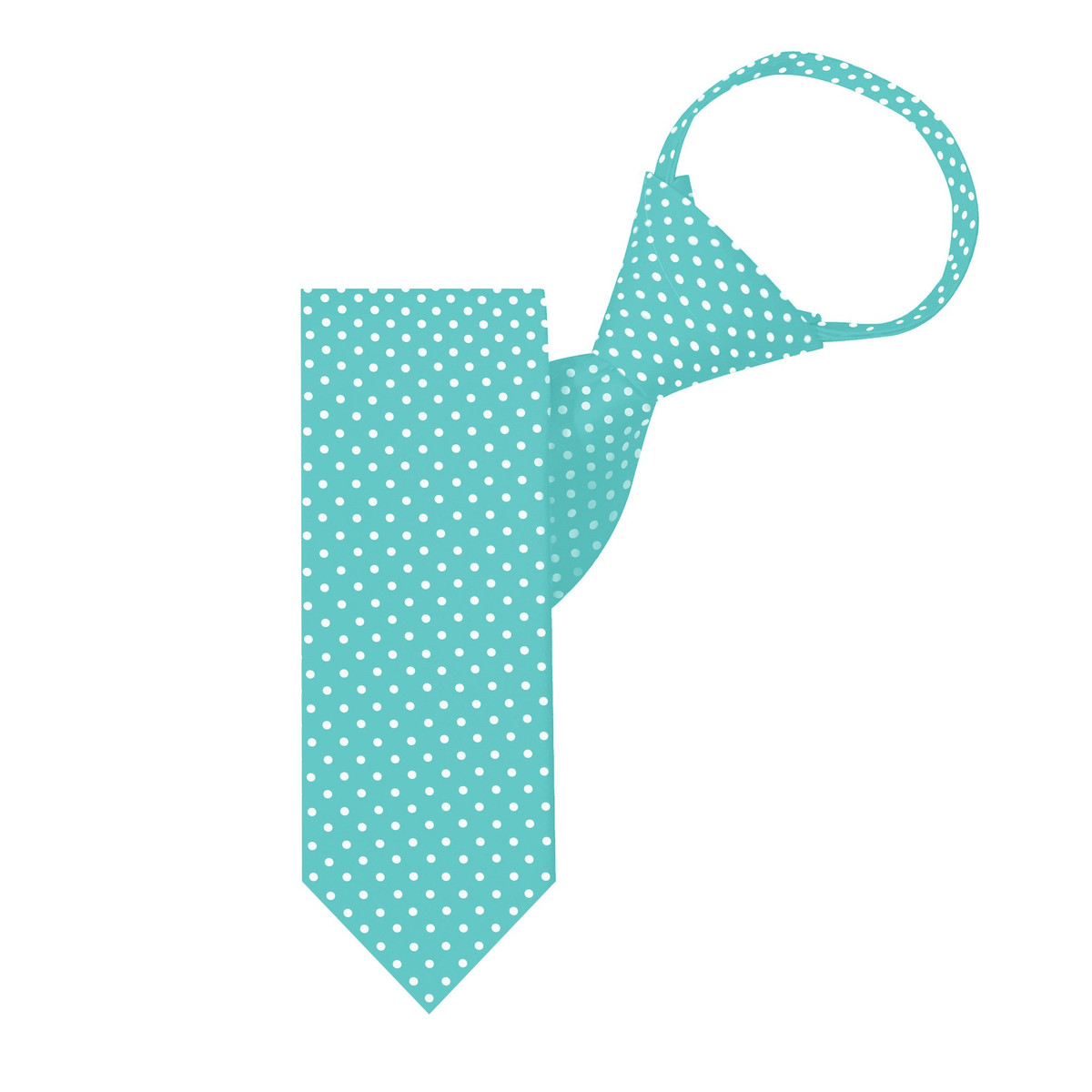 Kid's Polka Dot 14 inch Zipper Tie - Aqua