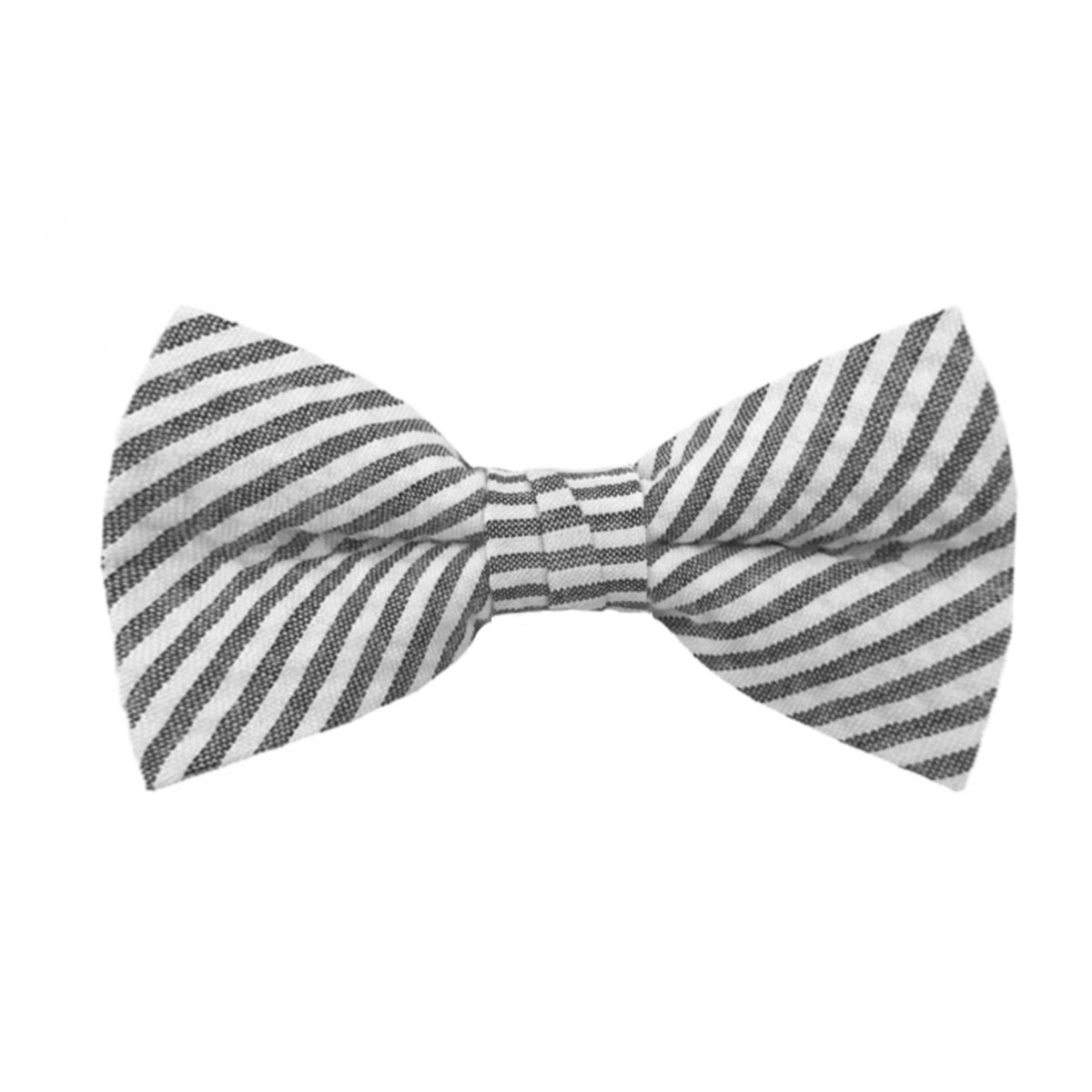 Seersucker Striped Clip-On Bow Tie - Black