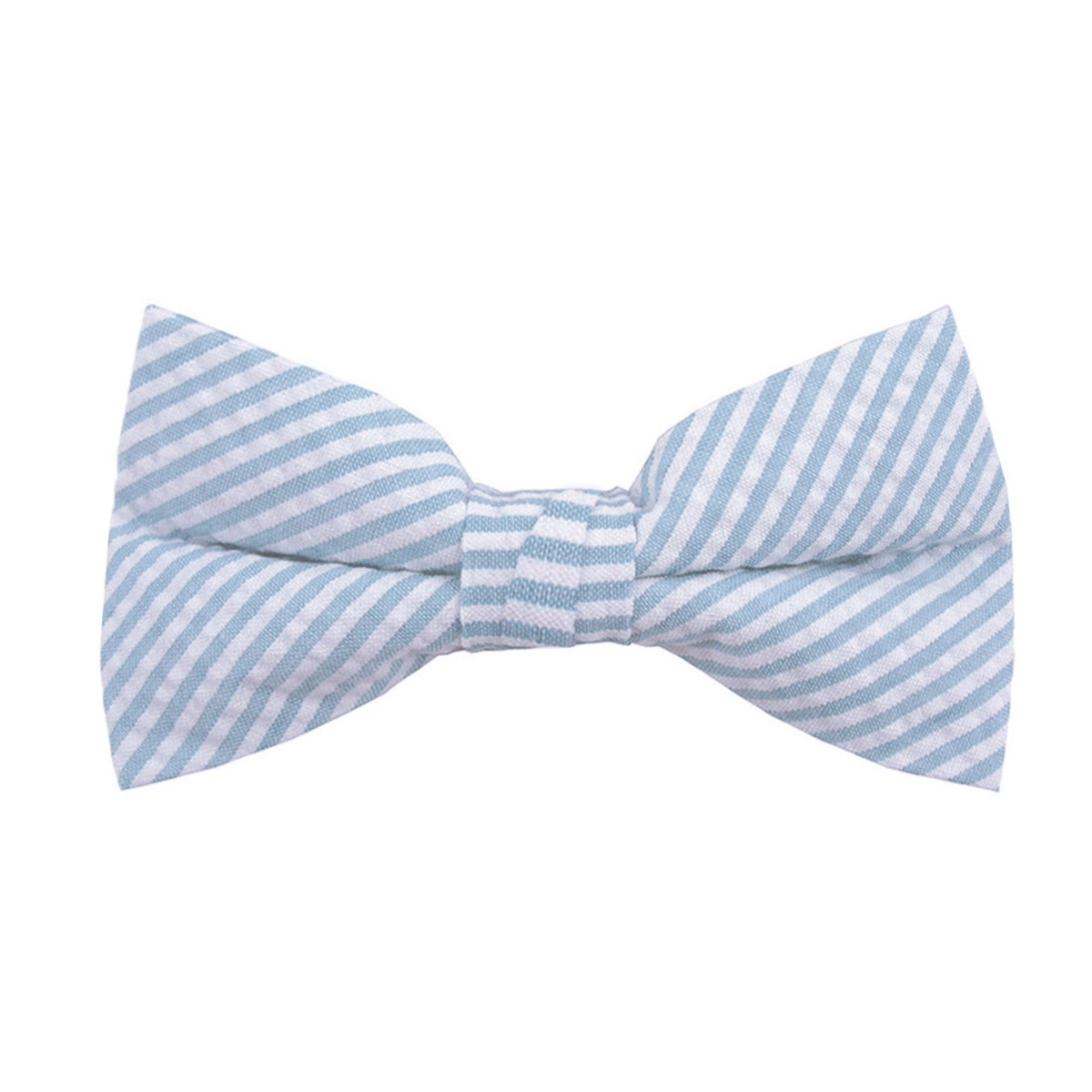 Seersucker Striped Clip-On Bow Tie - Baby Blue