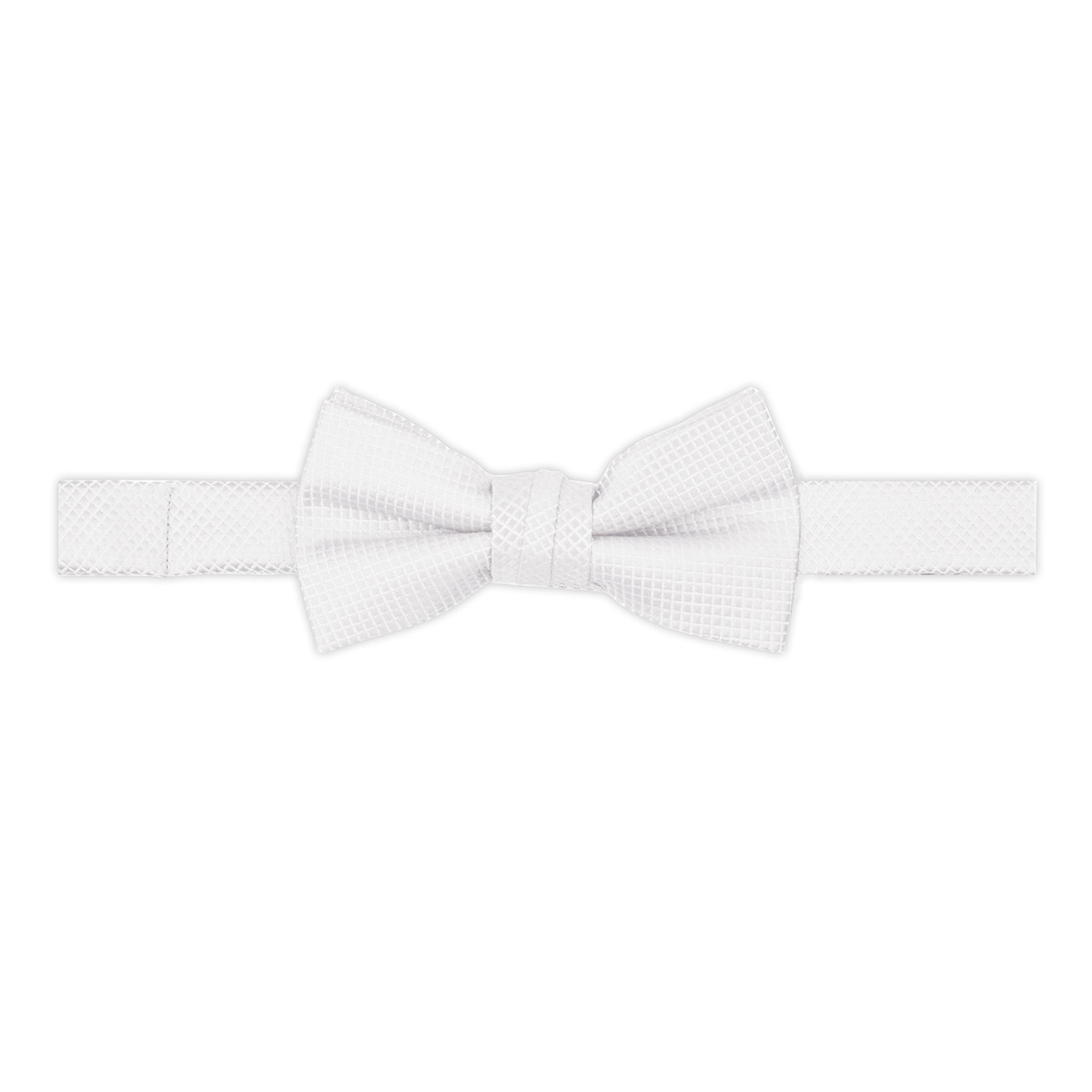 Kid's Woven Mini Squares Banded Bow Tie - White
