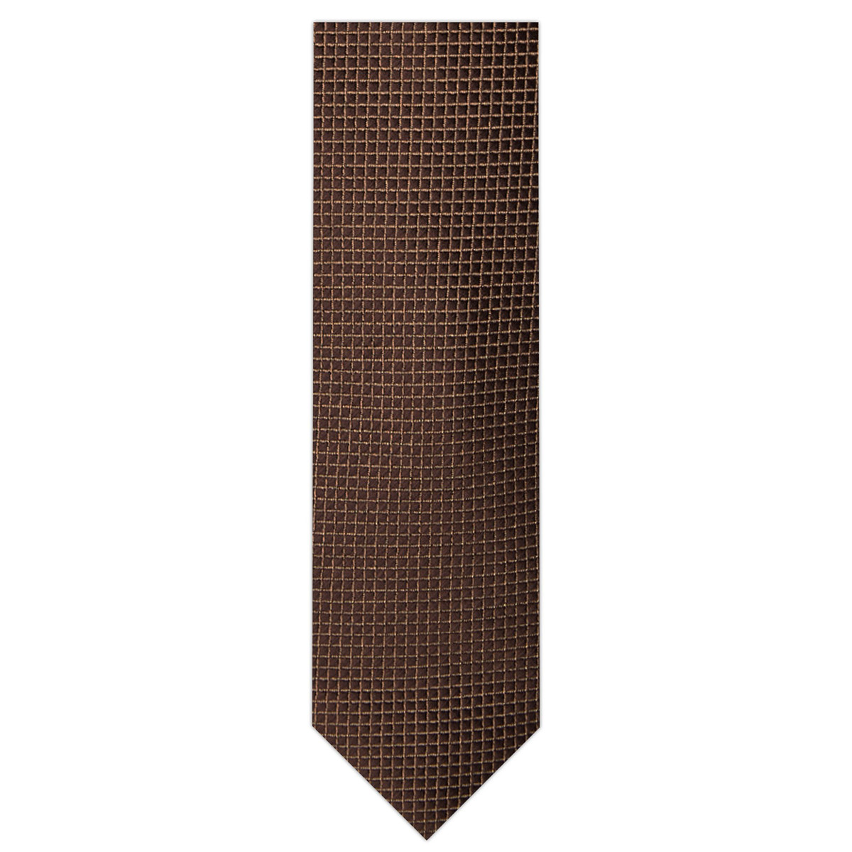 Men's Ultra Skinny Woven Subtle Mini Squares Neck Tie - Brown