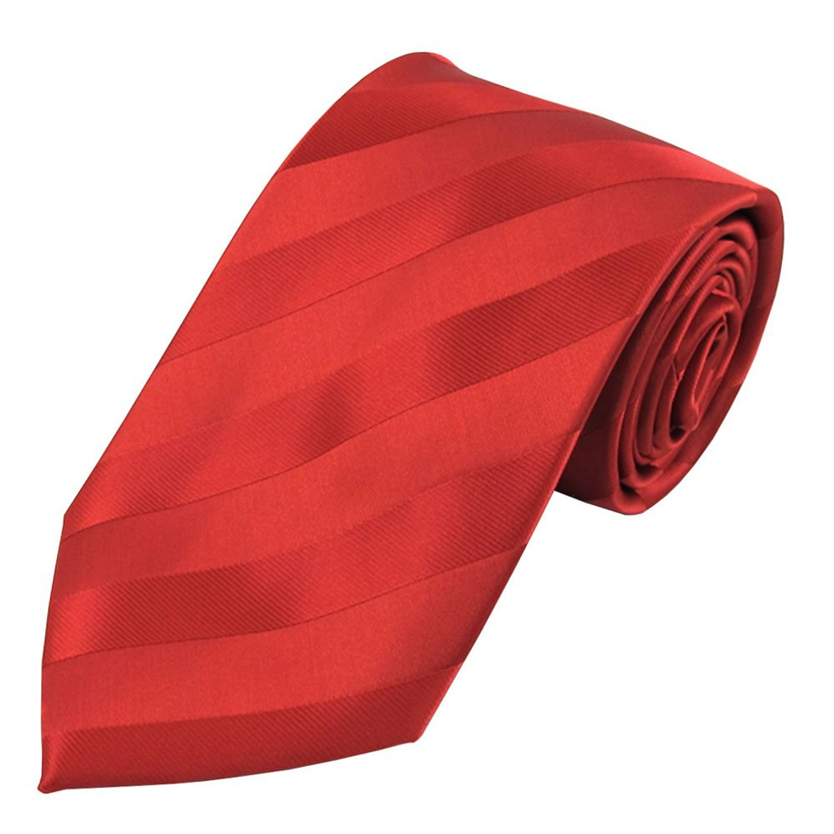 Men's Solid Color Tonal Stripe Regular Neck Tie - Red