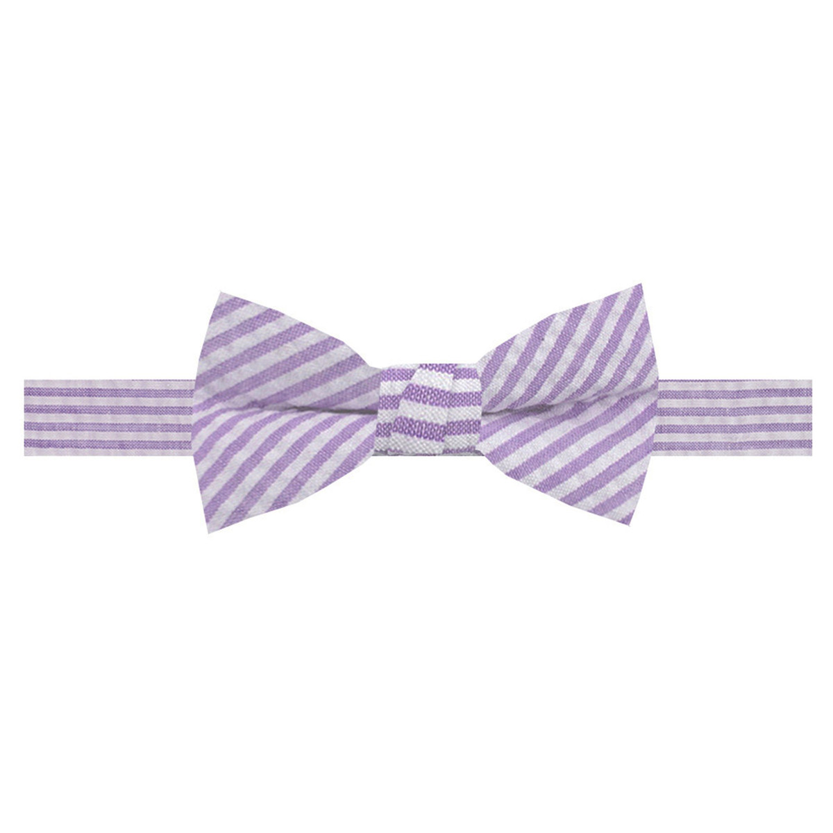 Kid's Seersucker Striped Banded Bow Tie - Lavender
