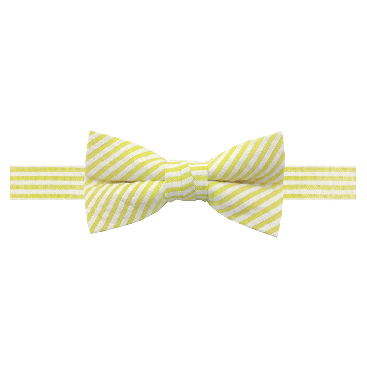 Kid's Seersucker Striped Banded Bow Tie - Yellow