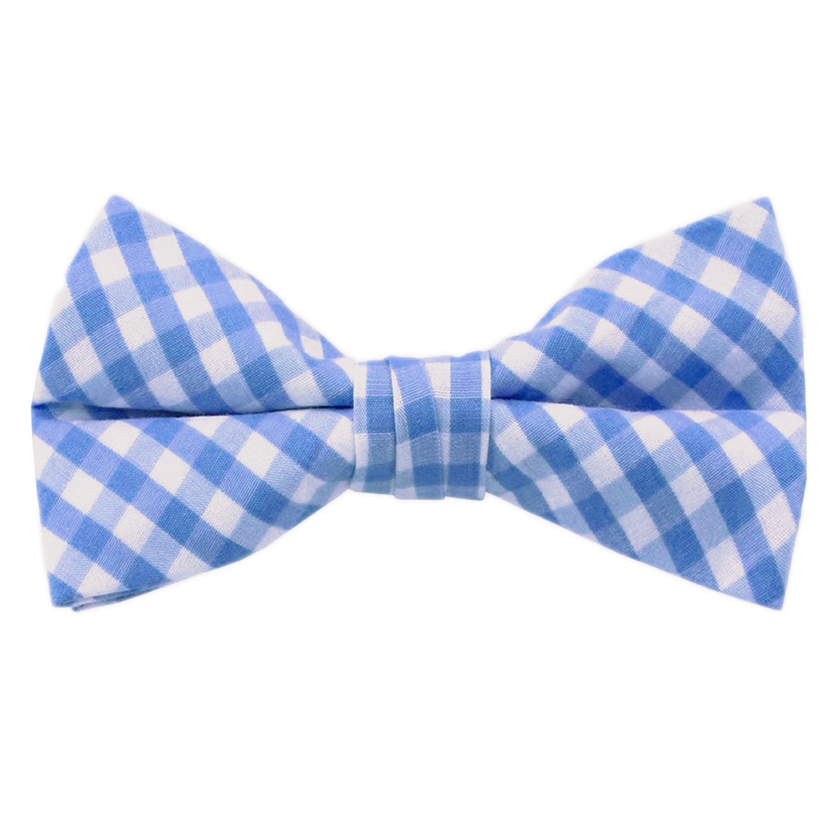 Gingham Clip-On Bow Tie - Light Blue