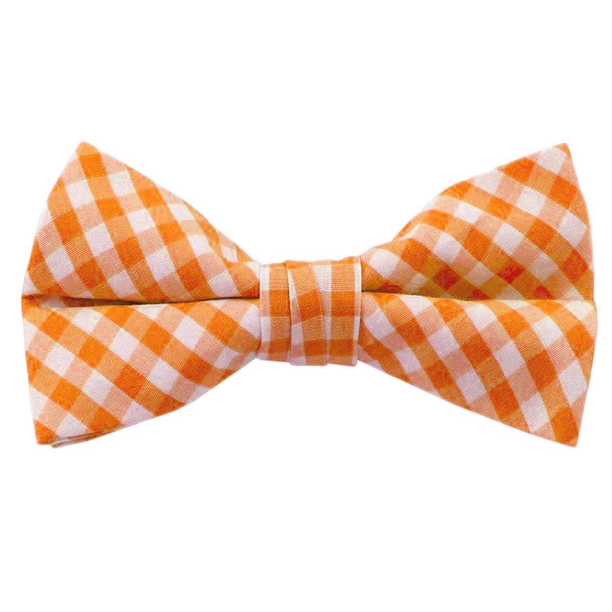 Gingham Clip-On Bow Tie - Orange