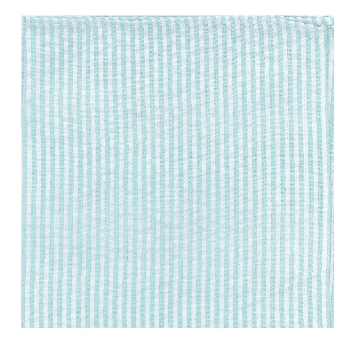 Seersucker Striped Pocket Square - Turquoise