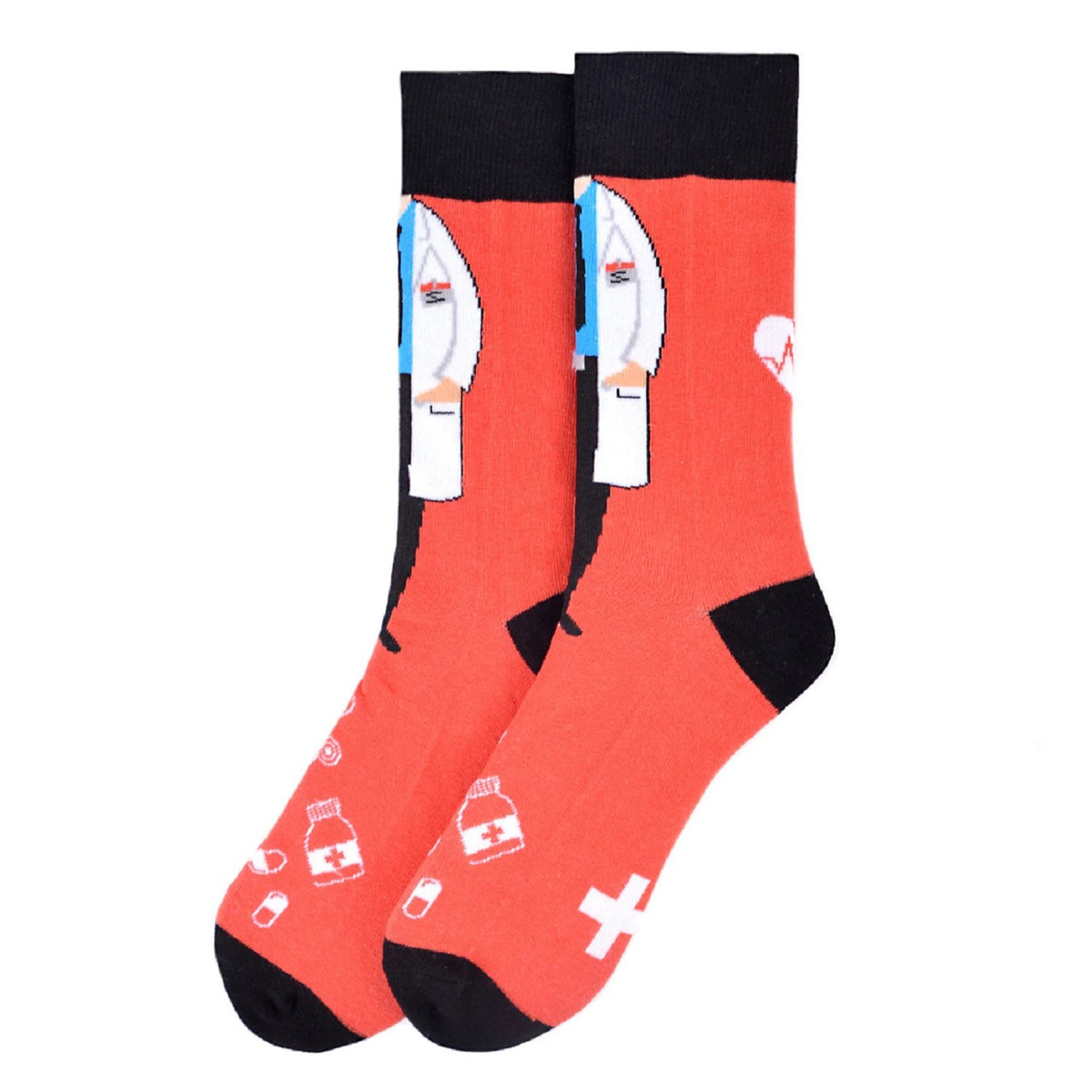 Pair of Men's Doctor Crew Novelty Socks - Orange