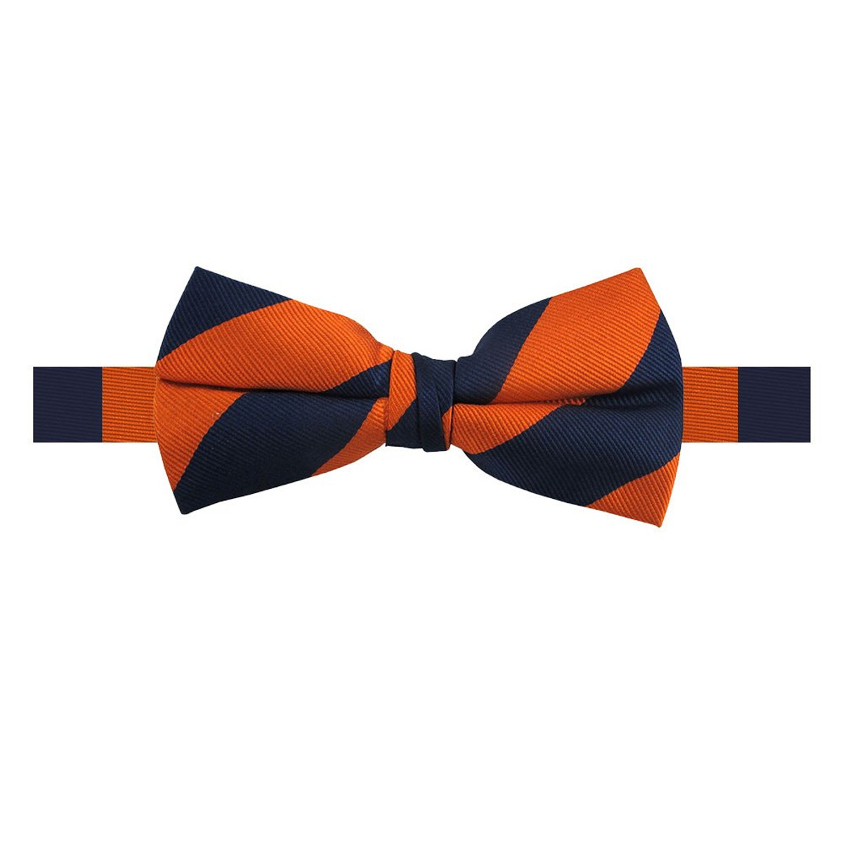 Men's School College 1-Inch Stripes Pre-Tied Banded Bow Tie - Orange Navy