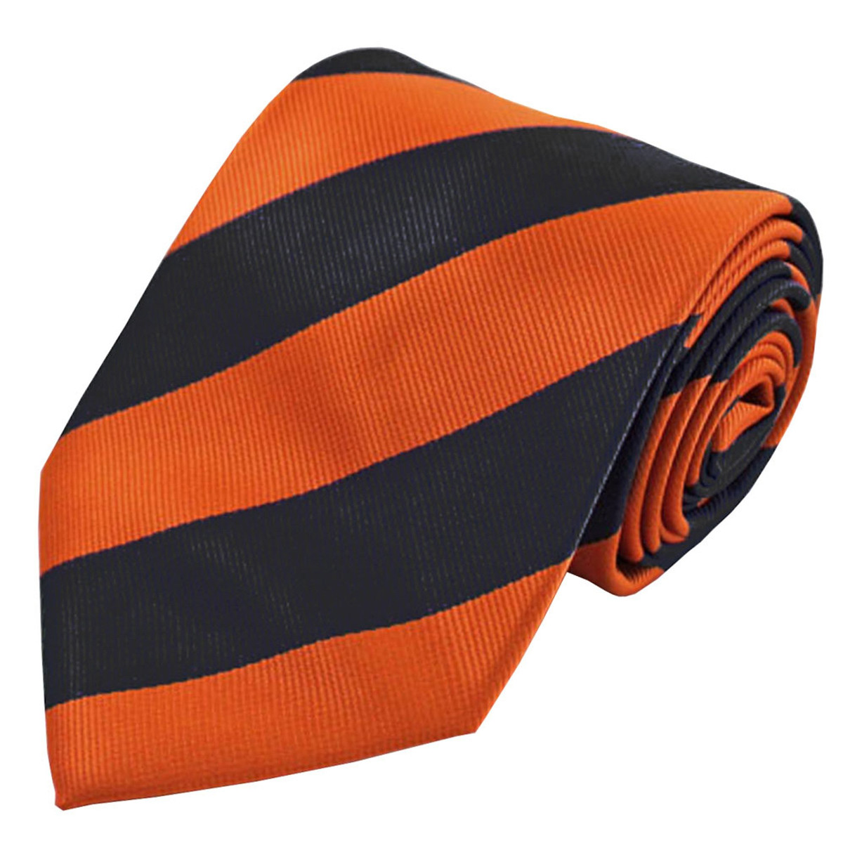 Wide-Striped Tie - Orange Black