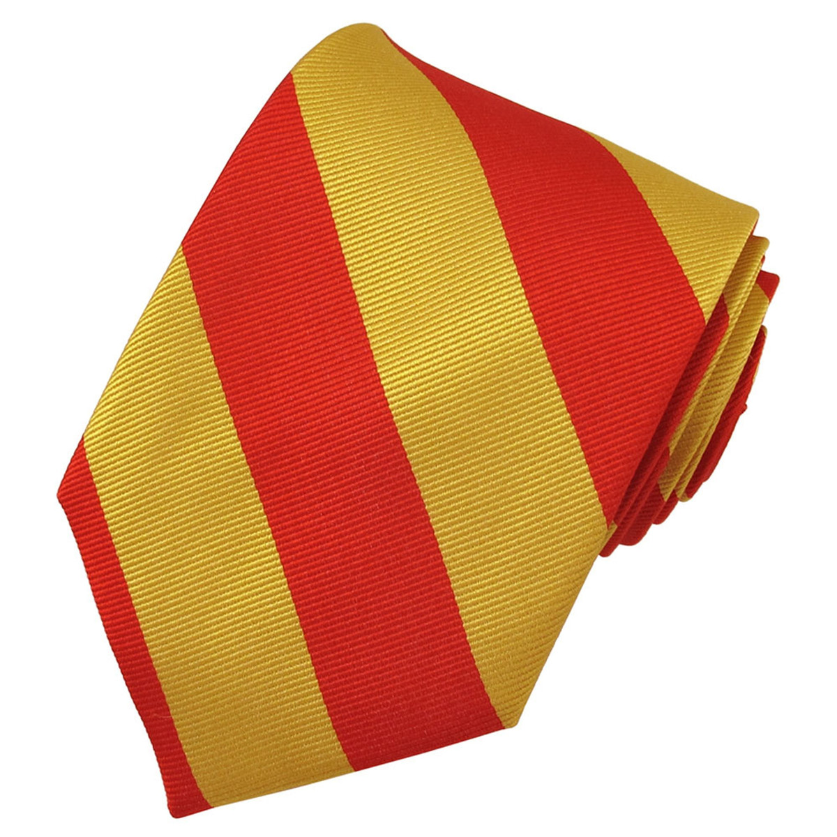 Men's Silk 1-Inch Stripes School College Regular Neck Tie - Gold Red