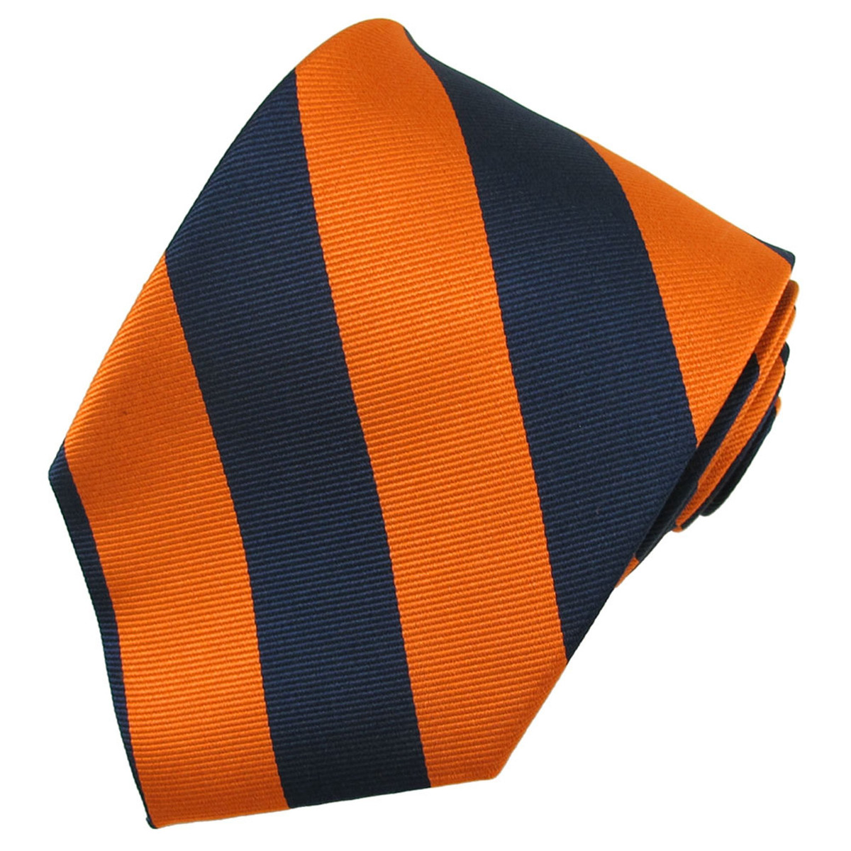 Men's Silk 1-Inch Stripes School College Regular Neck Tie - Orange Navy