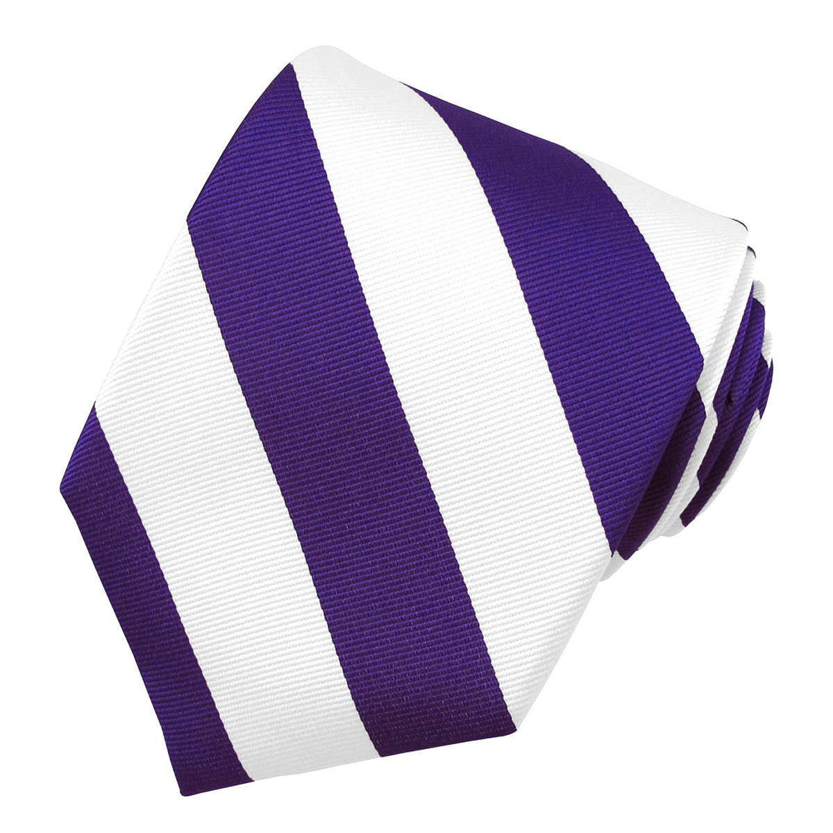 Men's Silk 1-Inch Stripes School College Regular Neck Tie - Purple White