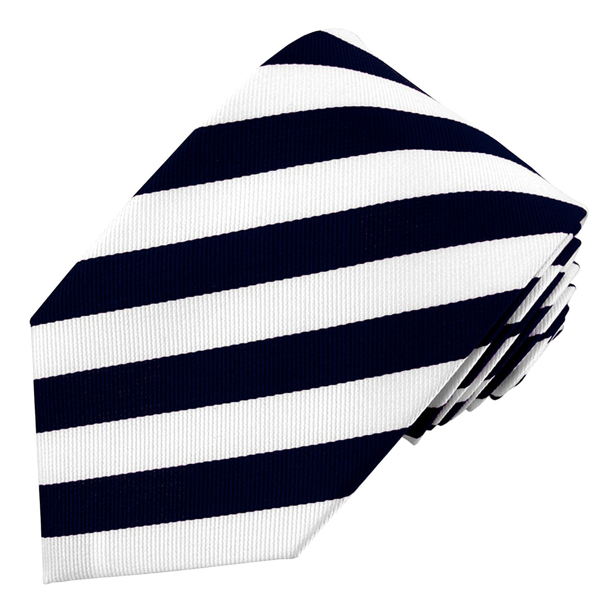 Narrow-Striped Slim Tie - White Navy