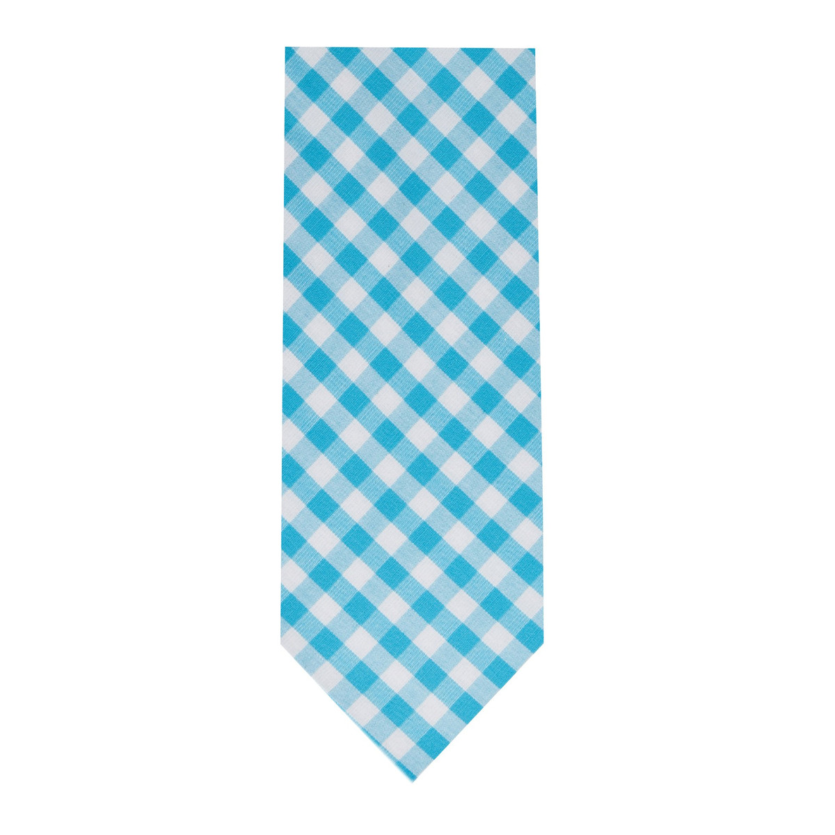 Men's Gingham Checkered Pattern Neck Tie - Slim - Turquoise