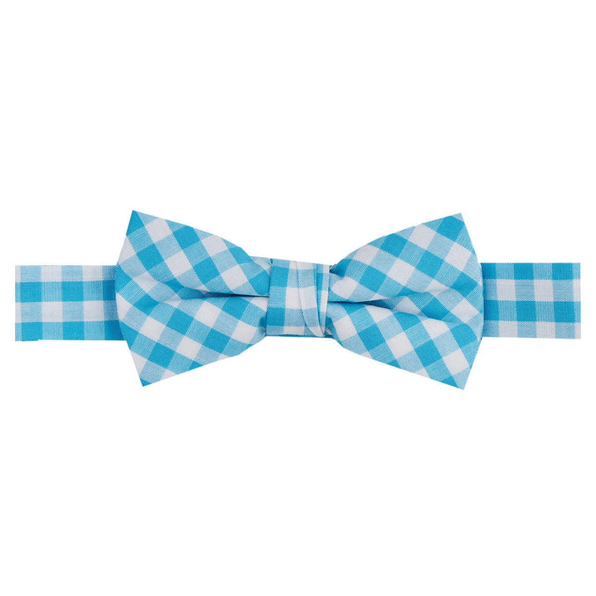 Young Boys' Gingham Checkered Pattern Pre-Tied Banded Bow Tie - Turquoise