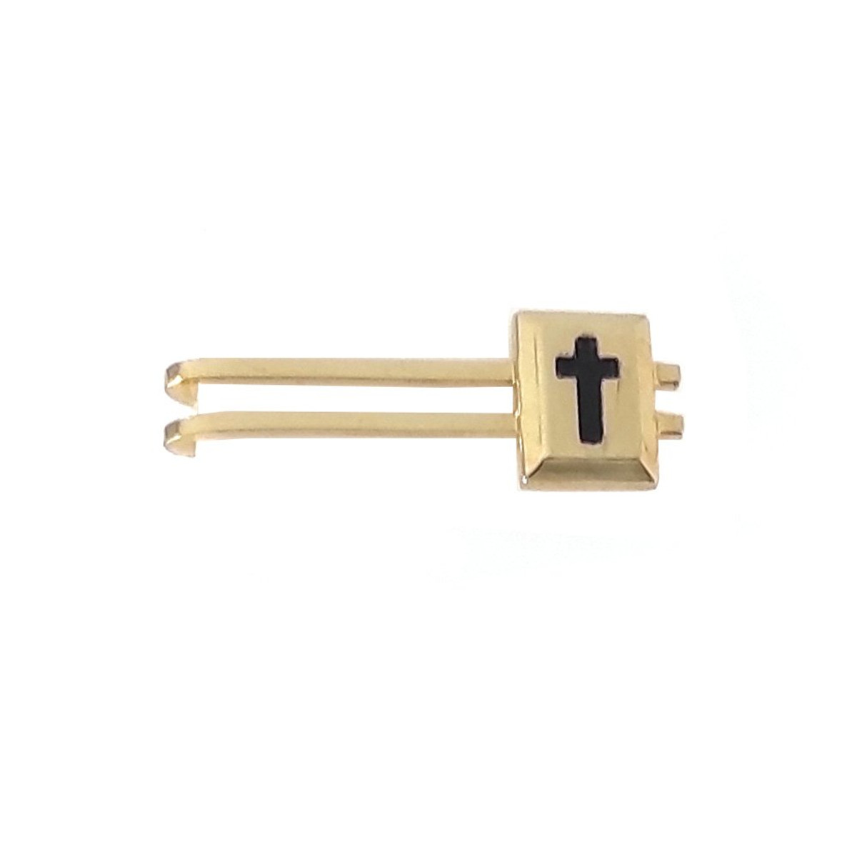 Religious Cross Tie Bar - Black Gold