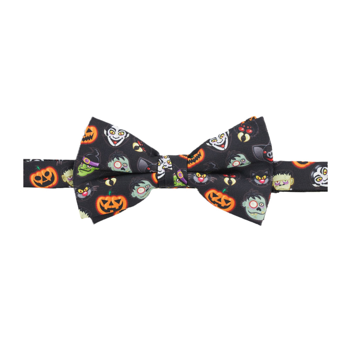 Men's Dracula Frankenstein Jack-O'-Lantern Witch Zombie Spider Bat Black Cat Happy Halloween Pre-Tied Banded Bow Tie - Black