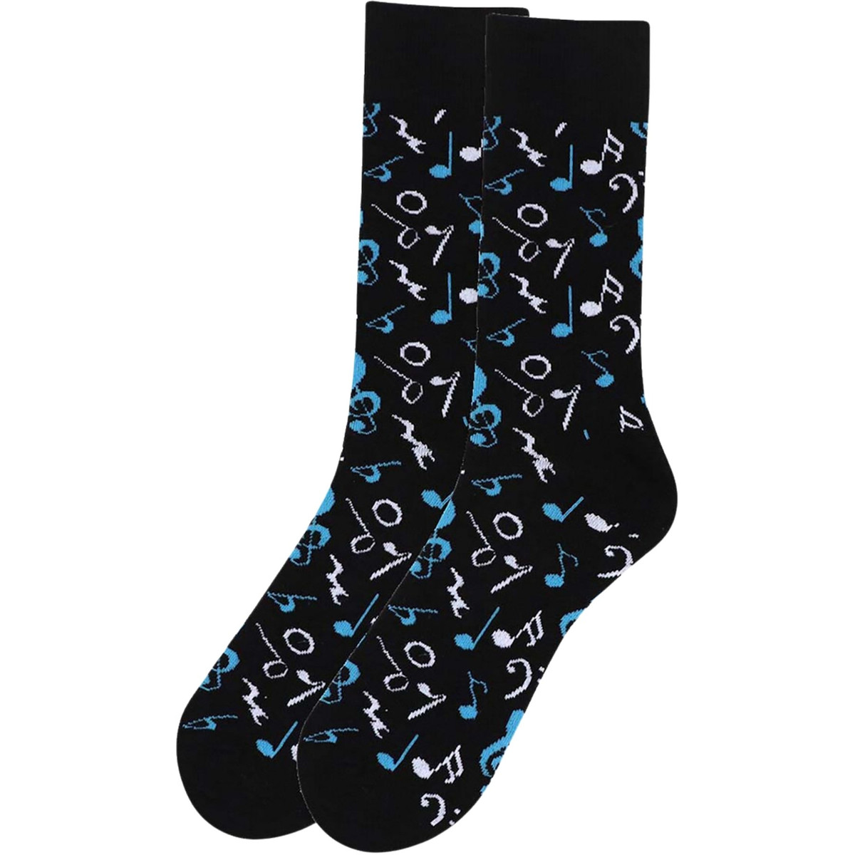 Men's Musical Notes Pattern Crew Novelty Socks - Black