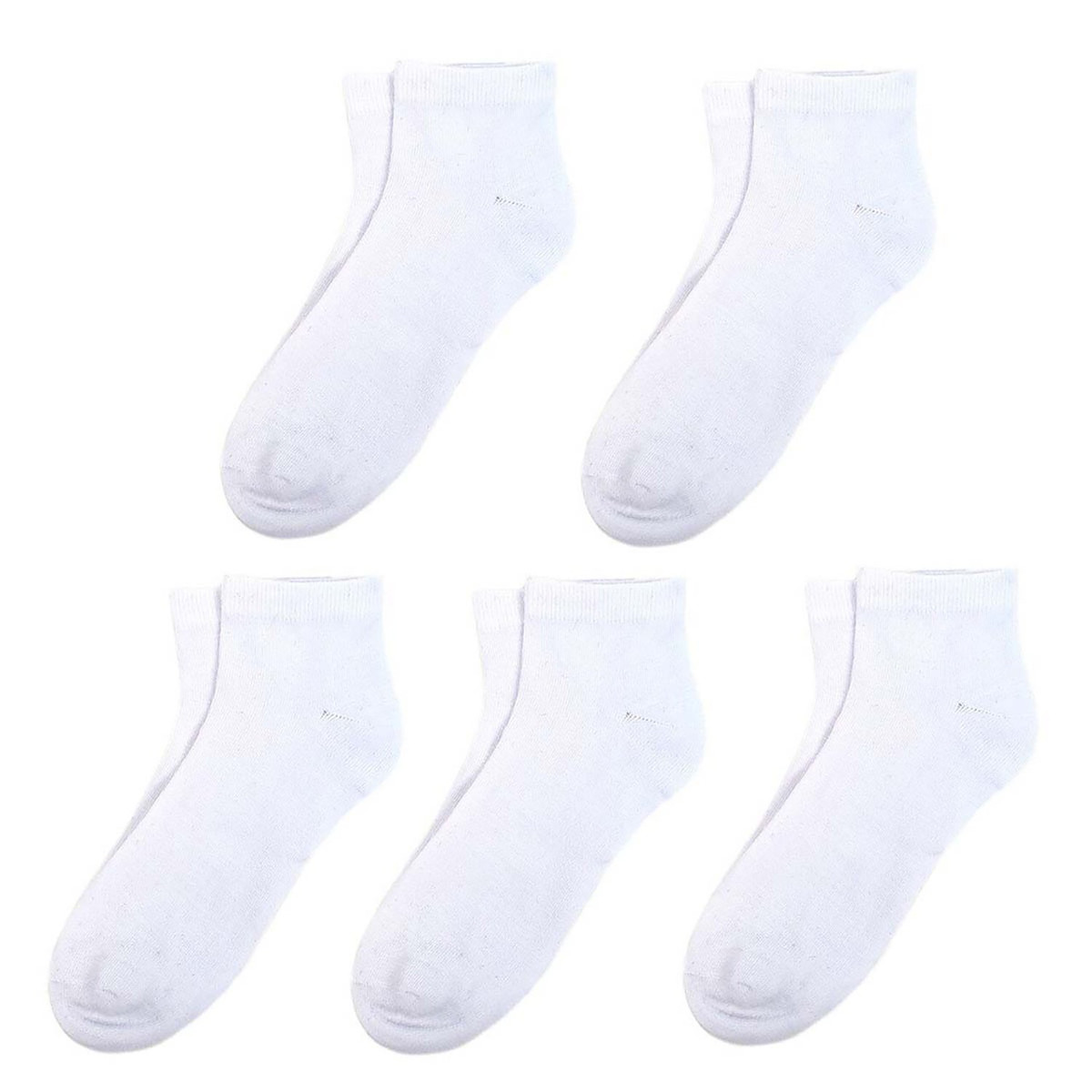 5 Pair Pack Men's Ankle Solid Color Classic Socks - White