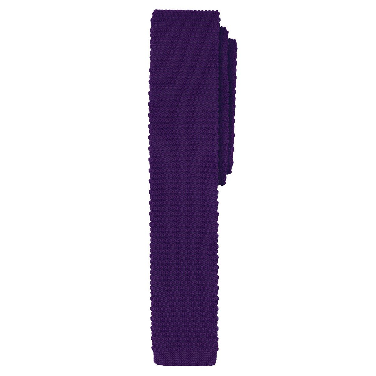 Solid Knitted Slim Tie - Eggplant Purple