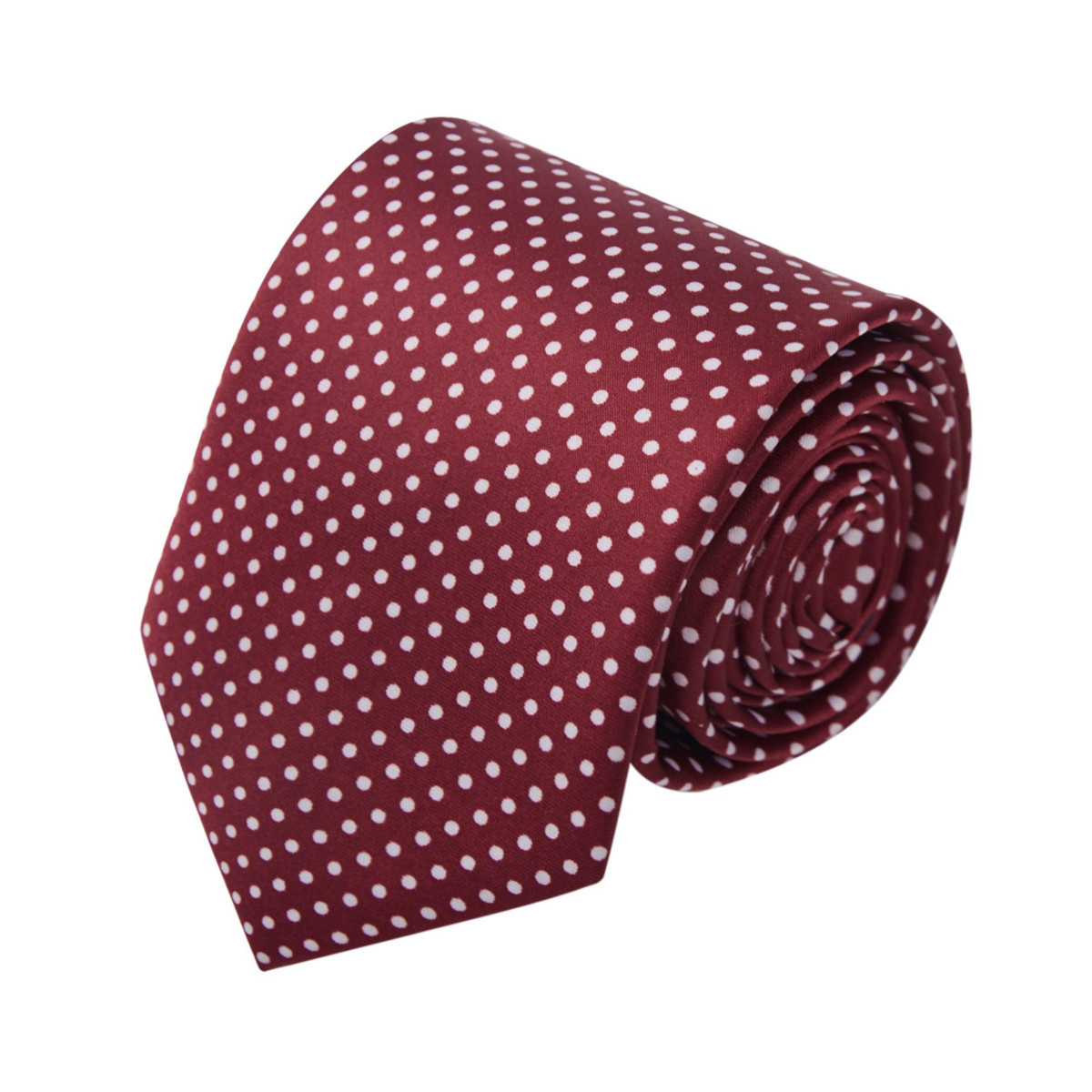 Polka Dot Print Men's Polka Dotted Tie - Burgundy