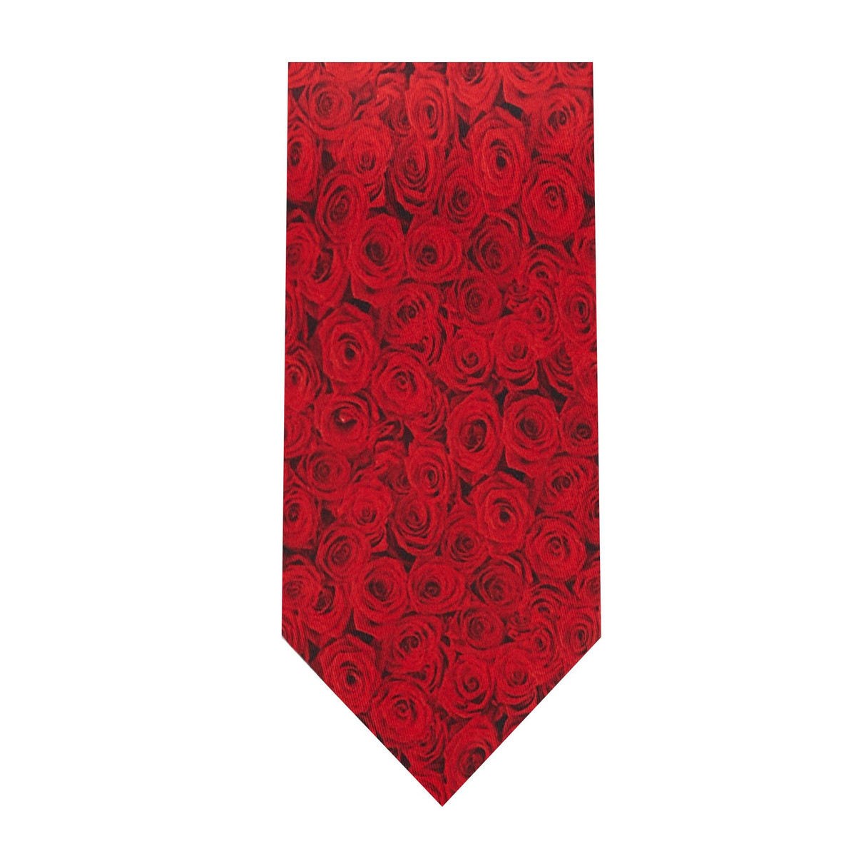 Men's Red Floral Roses Flowers Design Neck Tie - Red