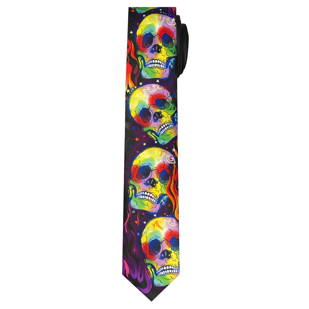 Jerry Garcia Men's Happy Halloween Plague Entity Fluorescent Skulls Neck Tie