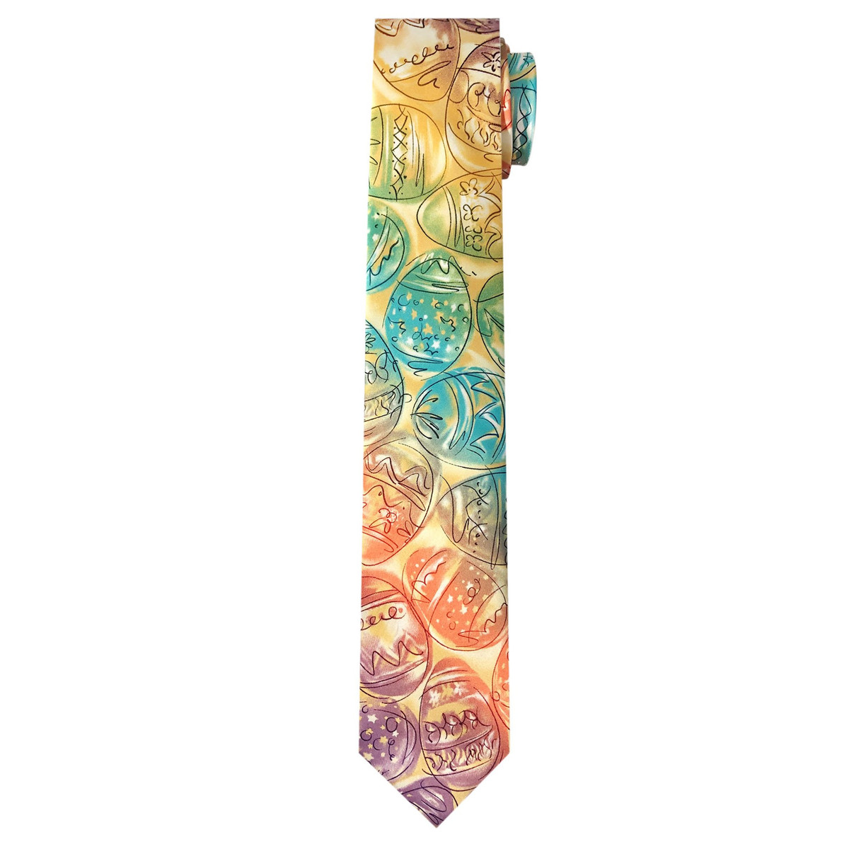 Jerry Garcia Men's Easter Day Courtyard Performance Eggs Neck Tie - Gold