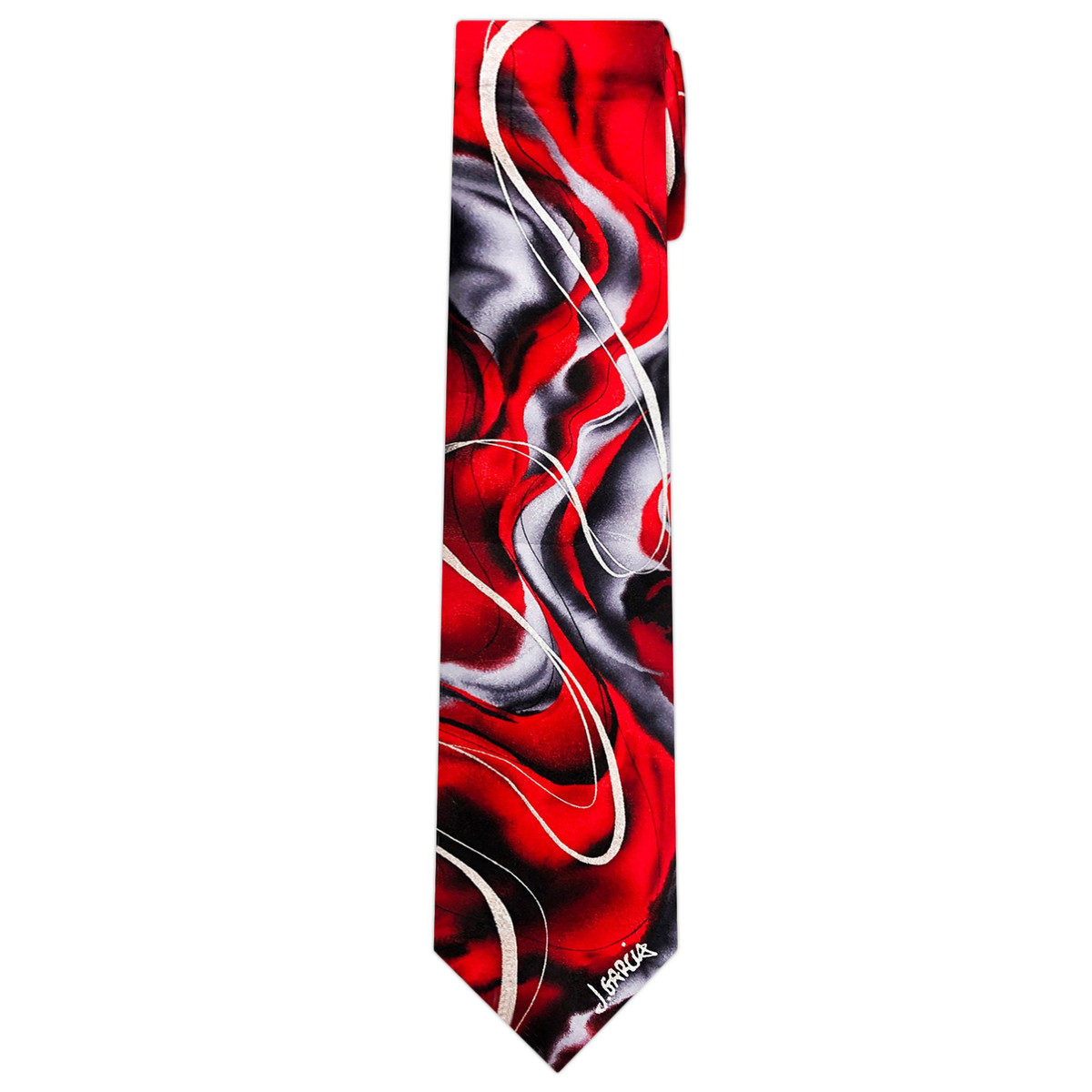 Jerry Garcia Collector's Edition Men's Rhino and Puppy Artwork Neck Tie - Red