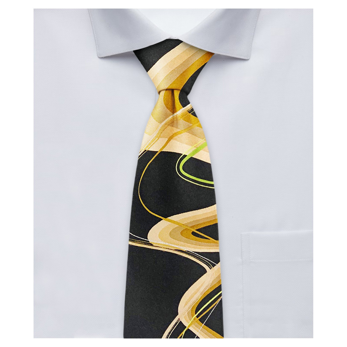 Jerry Garcia Collector's Edition Men's Happy Birthday Artwork Swirly Lines and Colors Neck Tie - Taupe
