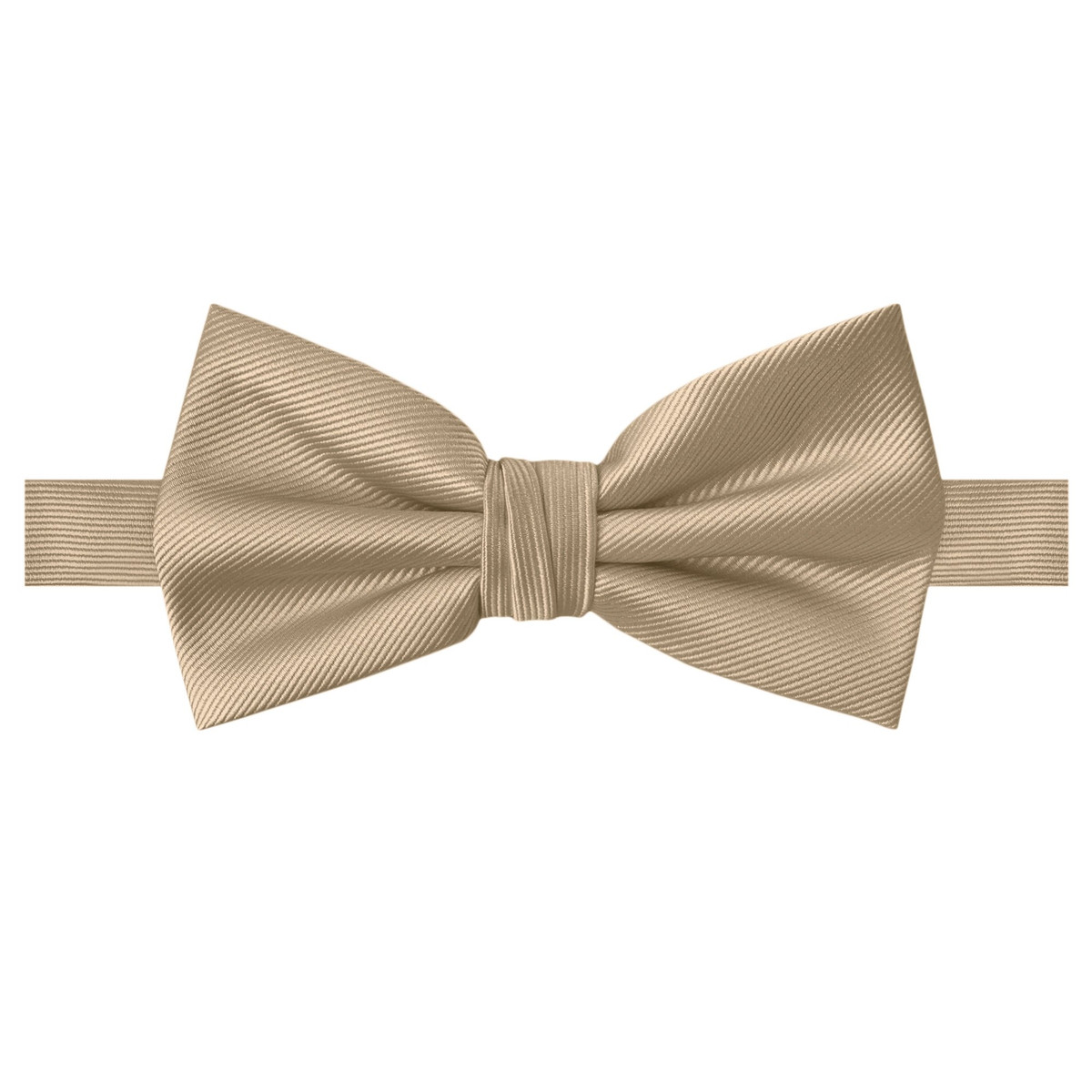 Silk Blend Banded Solid Bow Tie - Biscotti