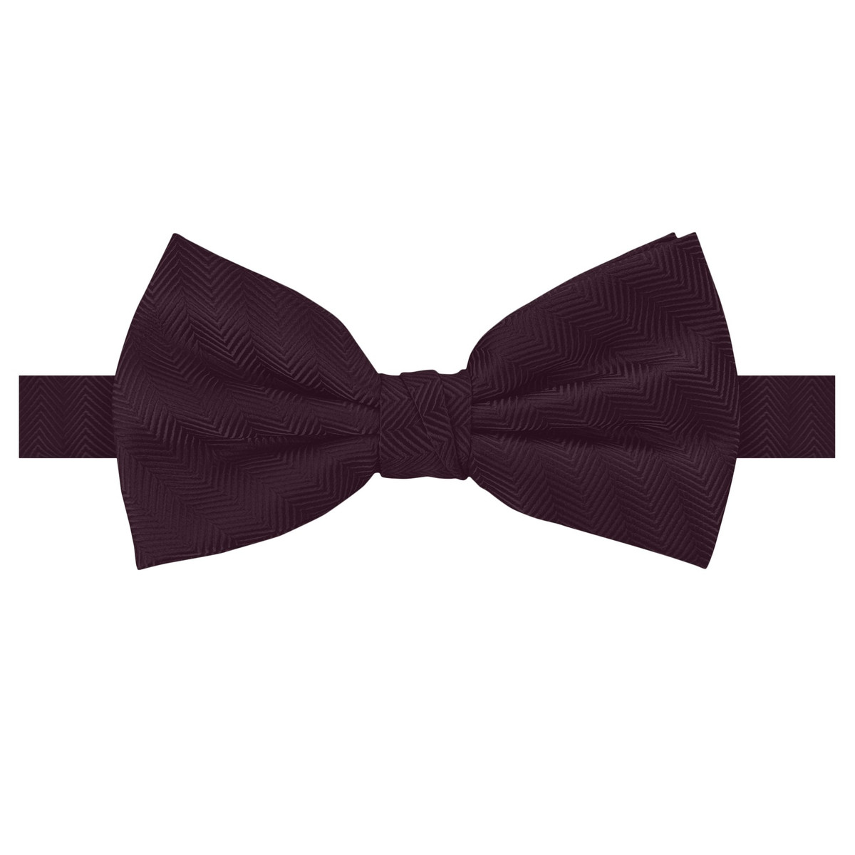 Silk Blend Banded Chevron Bow Tie - Bordeaux