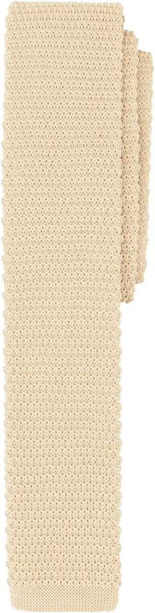 Men's Solid Color Knitted 2.5 inch Width Slim Neck Tie - Ivory Cream