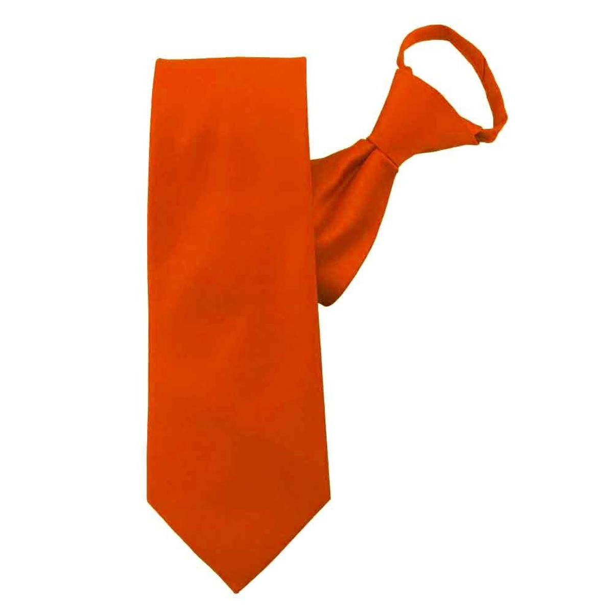 Solid Zipper Extra Long Tie - Orange