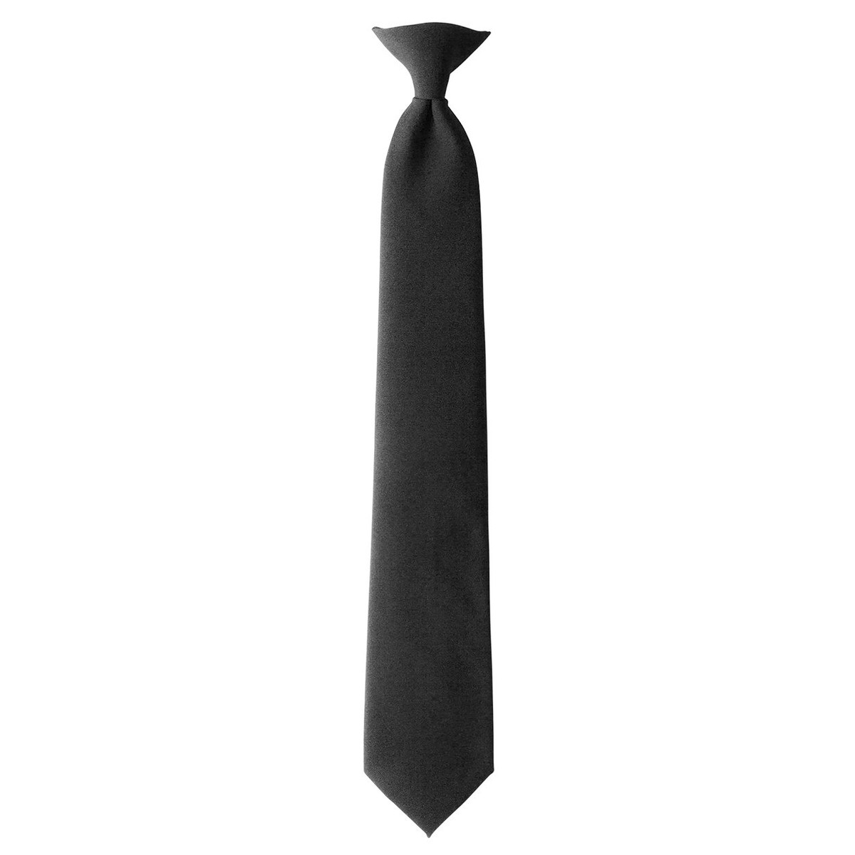 Uniform Solid Clip-On Tie with Buttonholes - Black