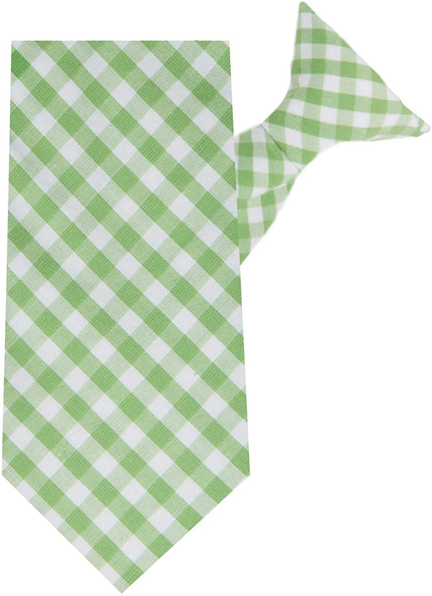 Gingham Clip-On Tie - Lime Green