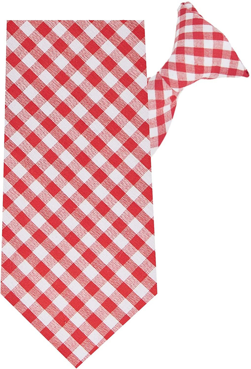 Gingham Clip-On Tie - Red