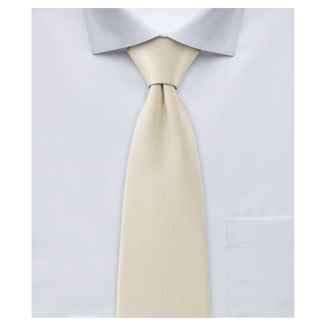 Boys Tone on Tone Houndstooth Neck Tie - Champagne