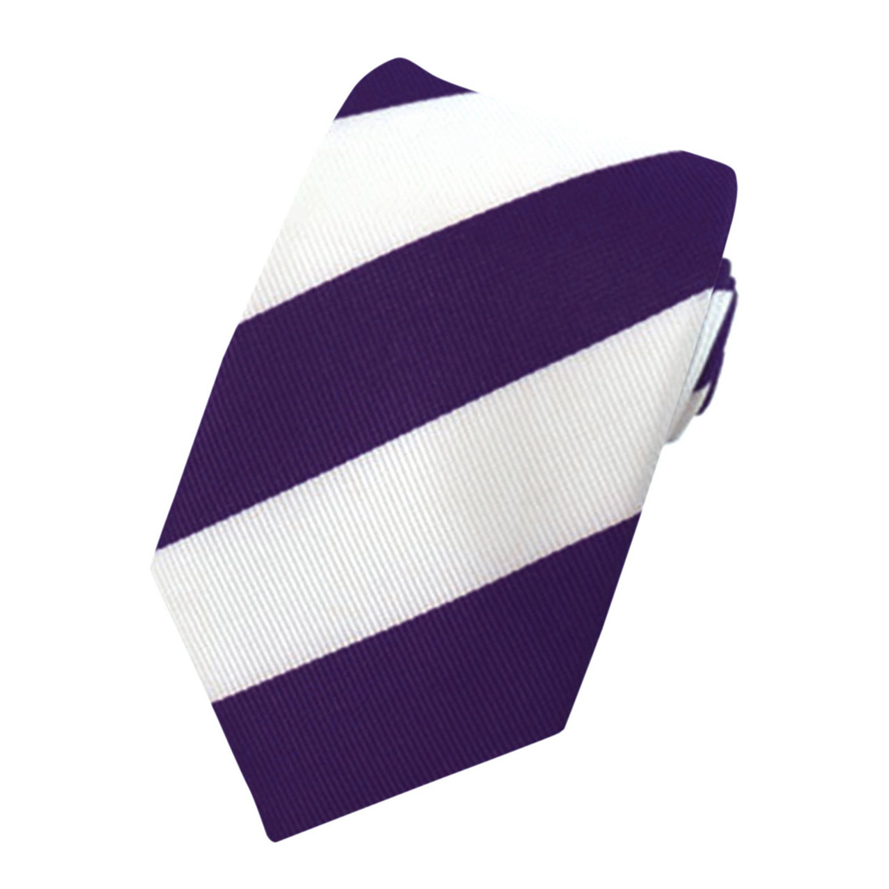 Kid's Wide Stripes Tie - Purple White