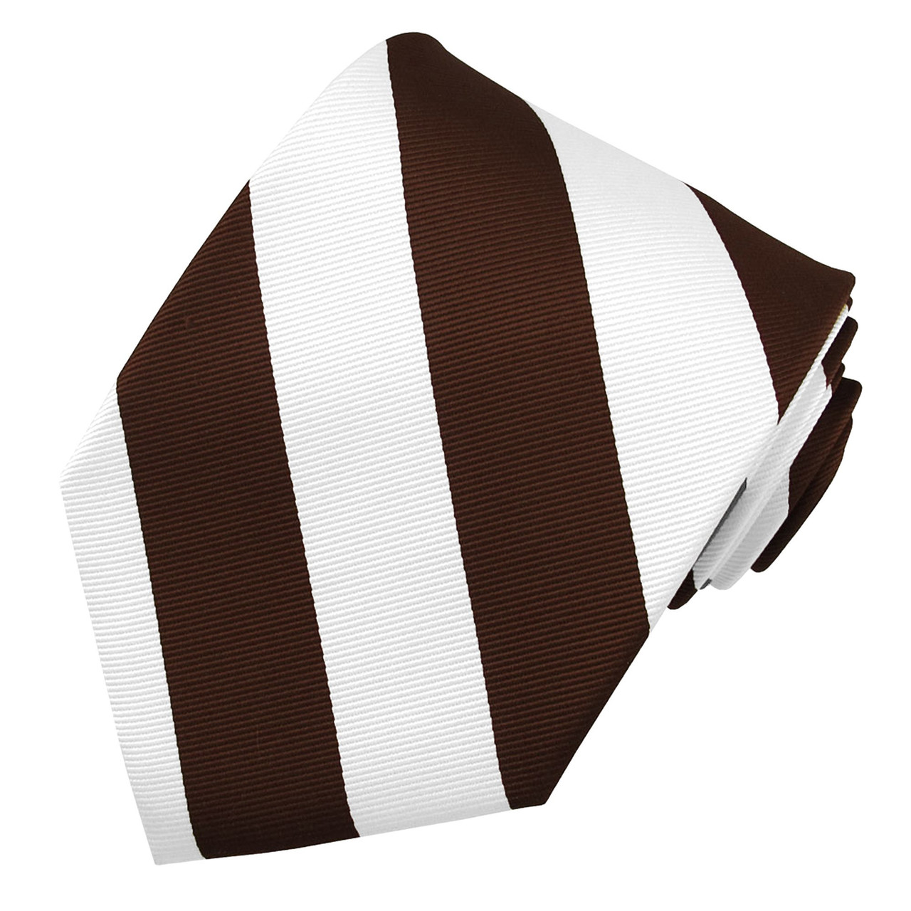 Silk Wide-Striped Tie - Brown White