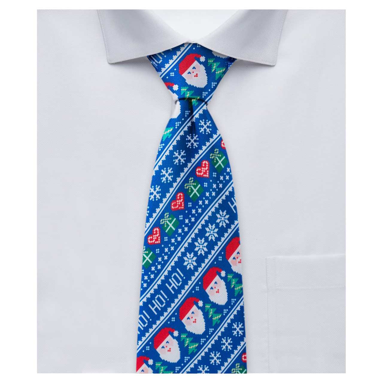 Santa Snowflakes Tie - Blue
