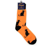 Men's Halloween Black Cat Pattern Crew Novelty Socks