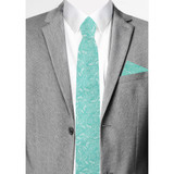 Floral Slim Tie - Turquoise