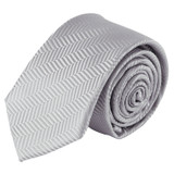 Boys Tone on Tone Herringbone Neck Tie - Silver