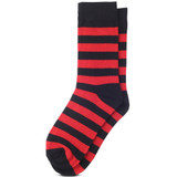 Men's College Stripe Black & Red Crew Dress Socks